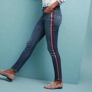 MOTHER The Looker Here Kitty Kitty Glitter Racer High Wasted Skinny